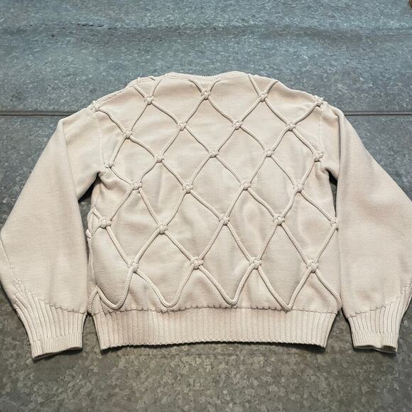 Air Jordan Wings Collection Cable Knit Sweater Mens Large Made In Italy Cream - Picture 10 of 13
